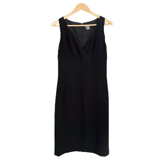 Ann Taylor V-Neck Sheath Dress Sleeveless 6 Black - Picture 1 of 6